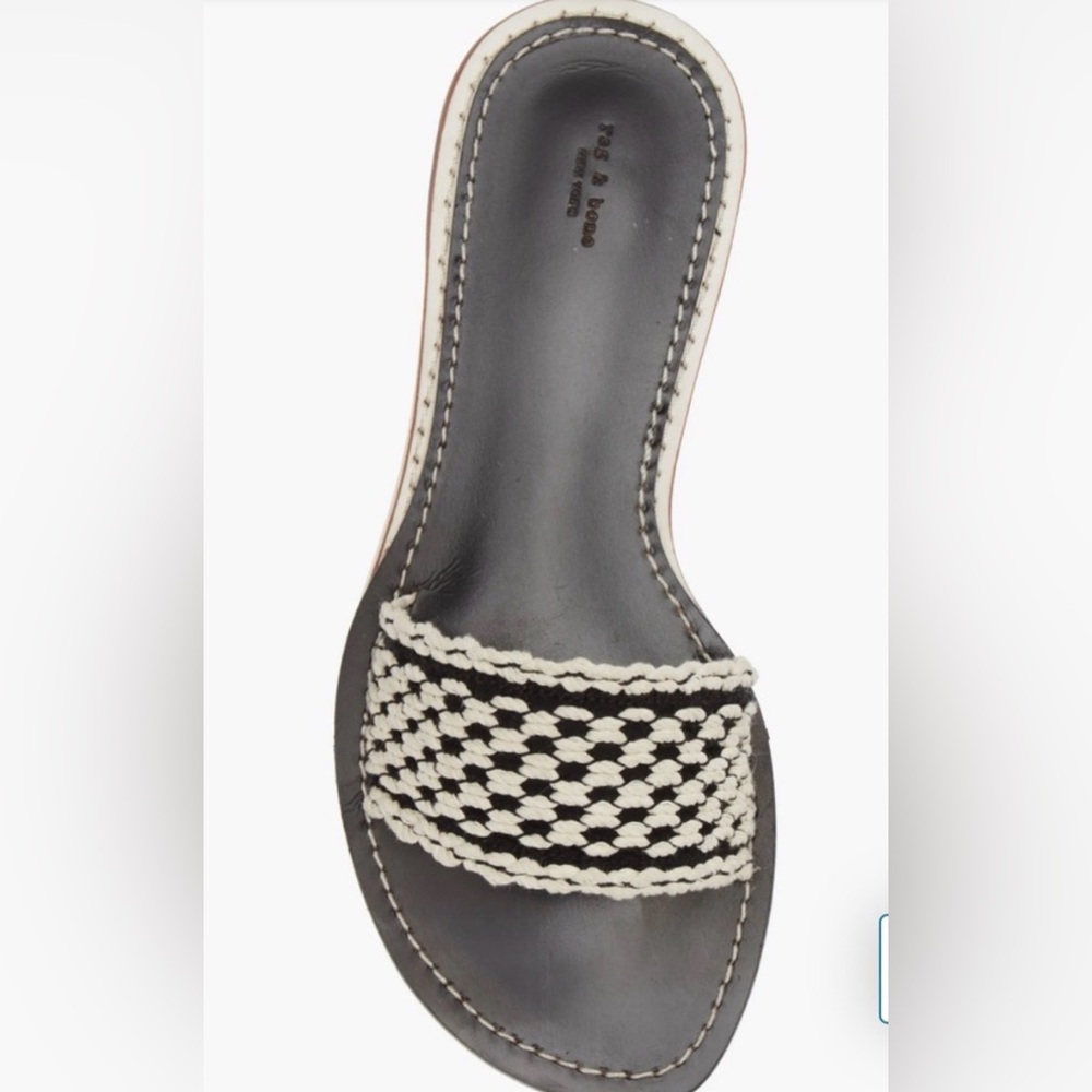 rag & bone Melrose Crochet Flat Slide – Black/Ivory – 9.5 – New, Unworn - Picture 3 of 6